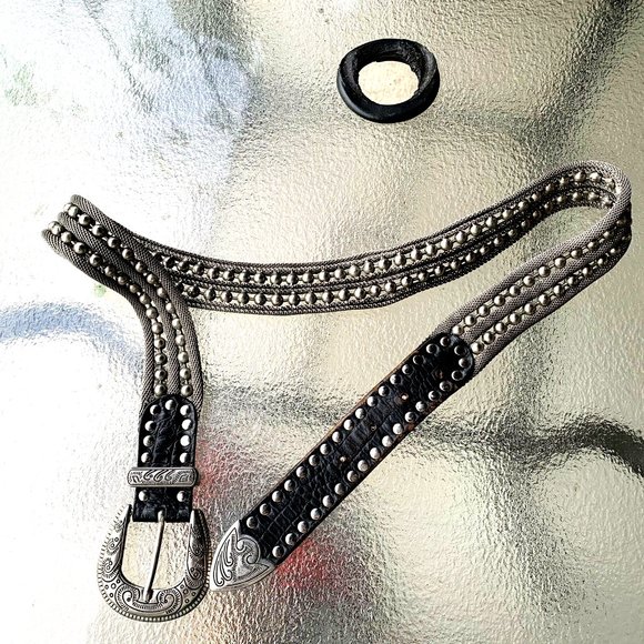 NANNI MADE IN ITALY WOMEN\'S LEATHER AND METAL DESIGNER BELT SIZE 35 main image 4